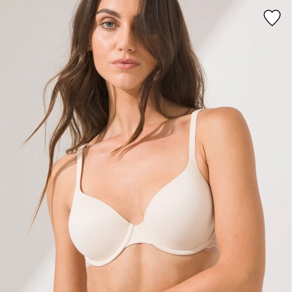 SOMA Embraceable Demi Bra Lace Trim Underwire Pale Sand color Size 34D - Picture 1 of 13